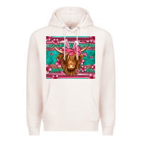 Pale Pink easter longhaired cow Premium Hoodie - Jasminsmagicworld