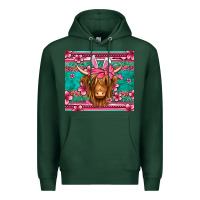 Sports Green easter longhaired cow Premium Hoodie - Jasminsmagicworld