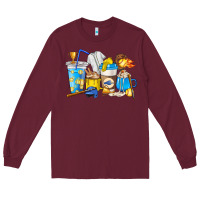 Burgundy Softball coffee cups Long Sleeve Tee - HowdyJamesFarm