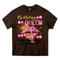 Chocolate Brown birthday queen i dont get older i level up Heavy Core Tee - Artiststas