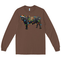 Chestnut christmas black angus bull with christmas lights Long Sleeve Tee - RanaPortraitStore