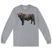 Heather Grey christmas black angus bull with christmas lights Long Sleeve Tee - RanaPortraitStore