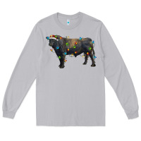 Moon Dust christmas black angus bull with christmas lights Long Sleeve Tee - RanaPortraitStore