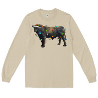 Mushroom christmas black angus bull with christmas lights Long Sleeve Tee - RanaPortraitStore