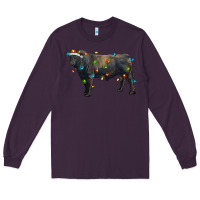 Plum christmas black angus bull with christmas lights Long Sleeve Tee - RanaPortraitStore