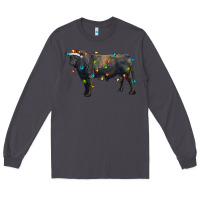 Smoke christmas black angus bull with christmas lights Long Sleeve Tee - RanaPortraitStore