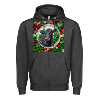 Charcoal Heather christmas black angus cow Zipper Hoodie - LillyAllenDesigns