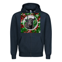 Navy christmas black angus cow Zipper Hoodie - LillyAllenDesigns