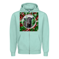 Seafoam christmas black angus cow Zipper Hoodie - LillyAllenDesigns