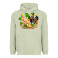 Matcha st patricks day farm chicken rooster chick  shamrock gold Heavyweight Hoodie - Artiststas