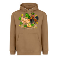 Toasted Coconut st patricks day farm chicken rooster chick  shamrock gold Heavyweight Hoodie - Artiststas