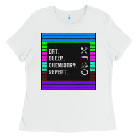 White Eat Sleep Chemıstray Repeat Ladies Tee - Bettercallsaul