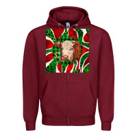 Burgundy christmas hereford cow face Zipper Hoodie - LillyAllenDesigns