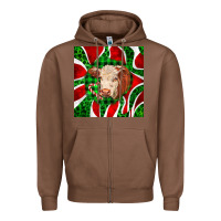 Chestnut christmas hereford cow face Zipper Hoodie - LillyAllenDesigns