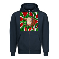 Navy christmas hereford cow face Zipper Hoodie - LillyAllenDesigns