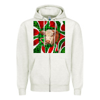 Oatmeal Heather christmas hereford cow face Zipper Hoodie - LillyAllenDesigns