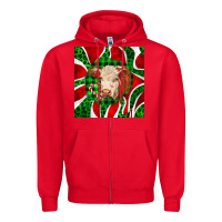 Red christmas hereford cow face Zipper Hoodie - LillyAllenDesigns