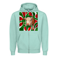 Seafoam christmas hereford cow face Zipper Hoodie - LillyAllenDesigns