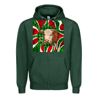 Sports Green christmas hereford cow face Zipper Hoodie - LillyAllenDesigns