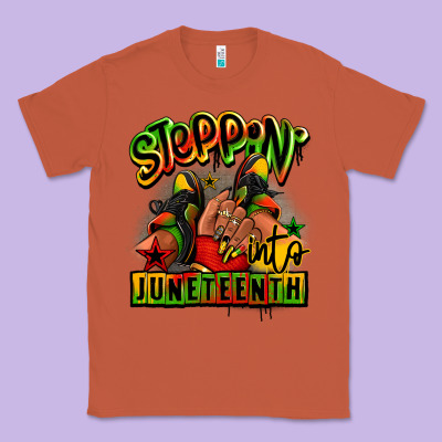 Steppin' Into Juneteenth Black Girl Sneakers Classic Tee Designed By Ranaportraitstore
