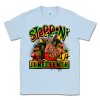 Dusty Blue Steppin' into Juneteenth black girl sneakers Classic Tee - RanaPortraitStore