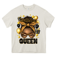 Cream birthday queen afro messy bun Heavy Core Tee - Artiststas