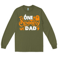 Army Green one spooky dad funny cat boo dad halloween costume design t shirt Long Sleeve Tee - minhPixels
