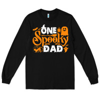 Black one spooky dad funny cat boo dad halloween costume design t shirt Long Sleeve Tee - minhPixels