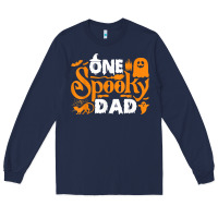 Navy one spooky dad funny cat boo dad halloween costume design t shirt Long Sleeve Tee - minhPixels