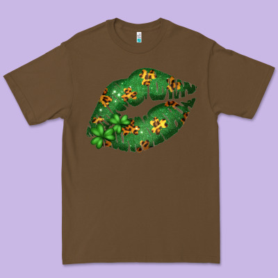 Green And Leopard Patterned Irish Day Lips Premium Tee Designed By Bettercallsaul