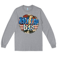 Heather Grey All american dad 4th of july Long Sleeve Tee - CowGirlArtShop