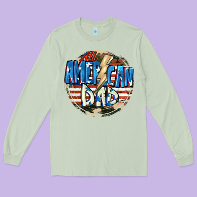 All American Dad 4th Of July Long Sleeve Tee Designed By Cowgirlartshop