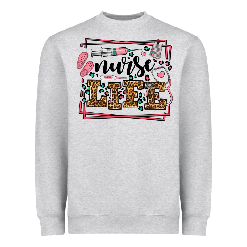 Nurse Life Leopard Frame Heavyweight Sweatshirt by LillyAllenDesigns | Teevron
