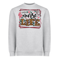 Heather Grey Nurse life leopard frame Heavyweight Sweatshirt - LillyAllenDesigns