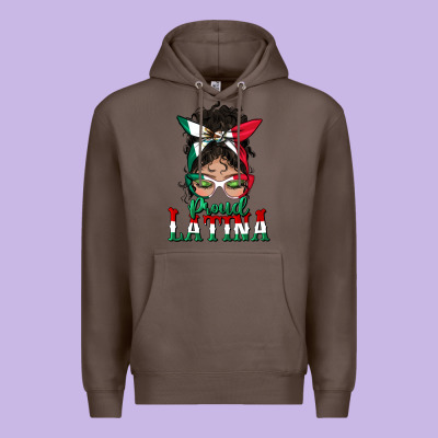 Proud Latina Messy Bun Mama Premium Hoodie Designed By Bundleandbundleshop