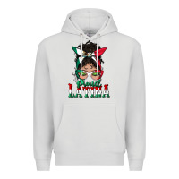 Dove Grey proud latina messy bun mama Premium Hoodie - BundleAndBundleShop