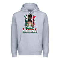 Heather Grey proud latina messy bun mama Premium Hoodie - BundleAndBundleShop