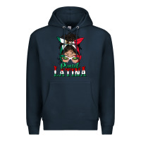 Navy proud latina messy bun mama Premium Hoodie - BundleAndBundleShop