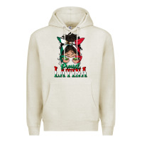 Oatmeal Heather proud latina messy bun mama Premium Hoodie - BundleAndBundleShop