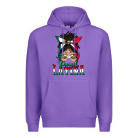Purple proud latina messy bun mama Premium Hoodie - BundleAndBundleShop