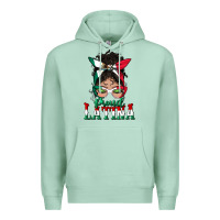 Seafoam proud latina messy bun mama Premium Hoodie - BundleAndBundleShop