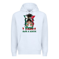 White proud latina messy bun mama Premium Hoodie - BundleAndBundleShop