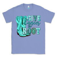 Colony Blue Give Cancer the boot Ovarian Cancer teal ribbon Classic Tee - NancyCooperArtShop