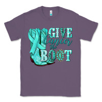 Lavender Give Cancer the boot Ovarian Cancer teal ribbon Classic Tee - NancyCooperArtShop