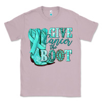 Lilac Give Cancer the boot Ovarian Cancer teal ribbon Classic Tee - NancyCooperArtShop