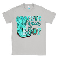 Moon Dust Give Cancer the boot Ovarian Cancer teal ribbon Classic Tee - NancyCooperArtShop
