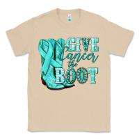 Mushroom Give Cancer the boot Ovarian Cancer teal ribbon Classic Tee - NancyCooperArtShop