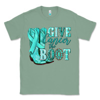 Sage Give Cancer the boot Ovarian Cancer teal ribbon Classic Tee - NancyCooperArtShop