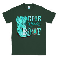 Sports Green Give Cancer the boot Ovarian Cancer teal ribbon Classic Tee - NancyCooperArtShop