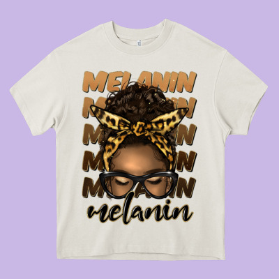 Melanin Afro Messy Bun Heavy Core Tee Designed By Artiststas